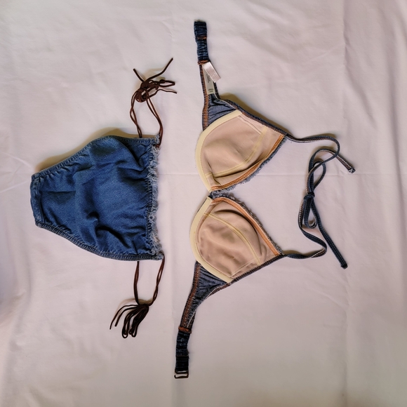 Victoria's Secret Denim Bikini with Brown Stitching - Picture 2 of 5
